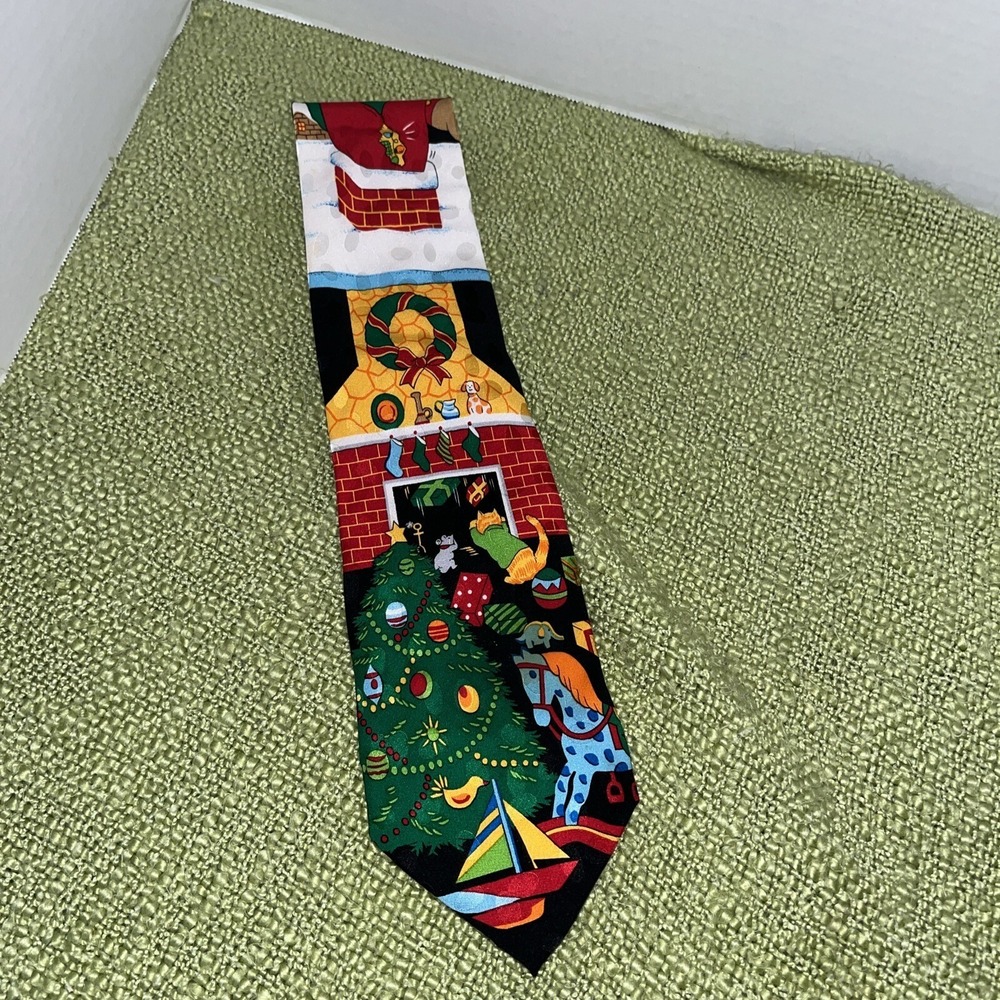 ADDICTION Christmas Gifts Reindeer Mice Silk Necktie Holiday Tie Multicolor